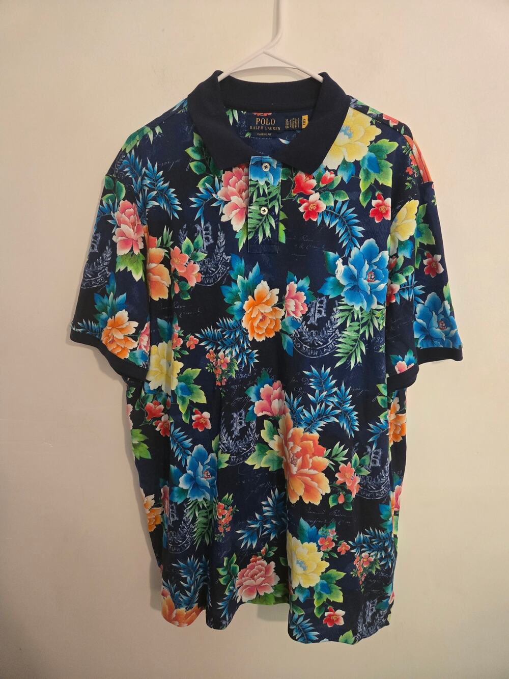 Polo Ralph Lauren floral pattern polo shirt short sleeve multicolor mens size XL